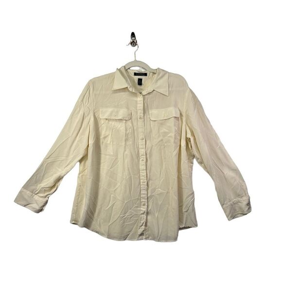 Ralph Lauren cream 100% silk button down green label - Picture 4 of 15